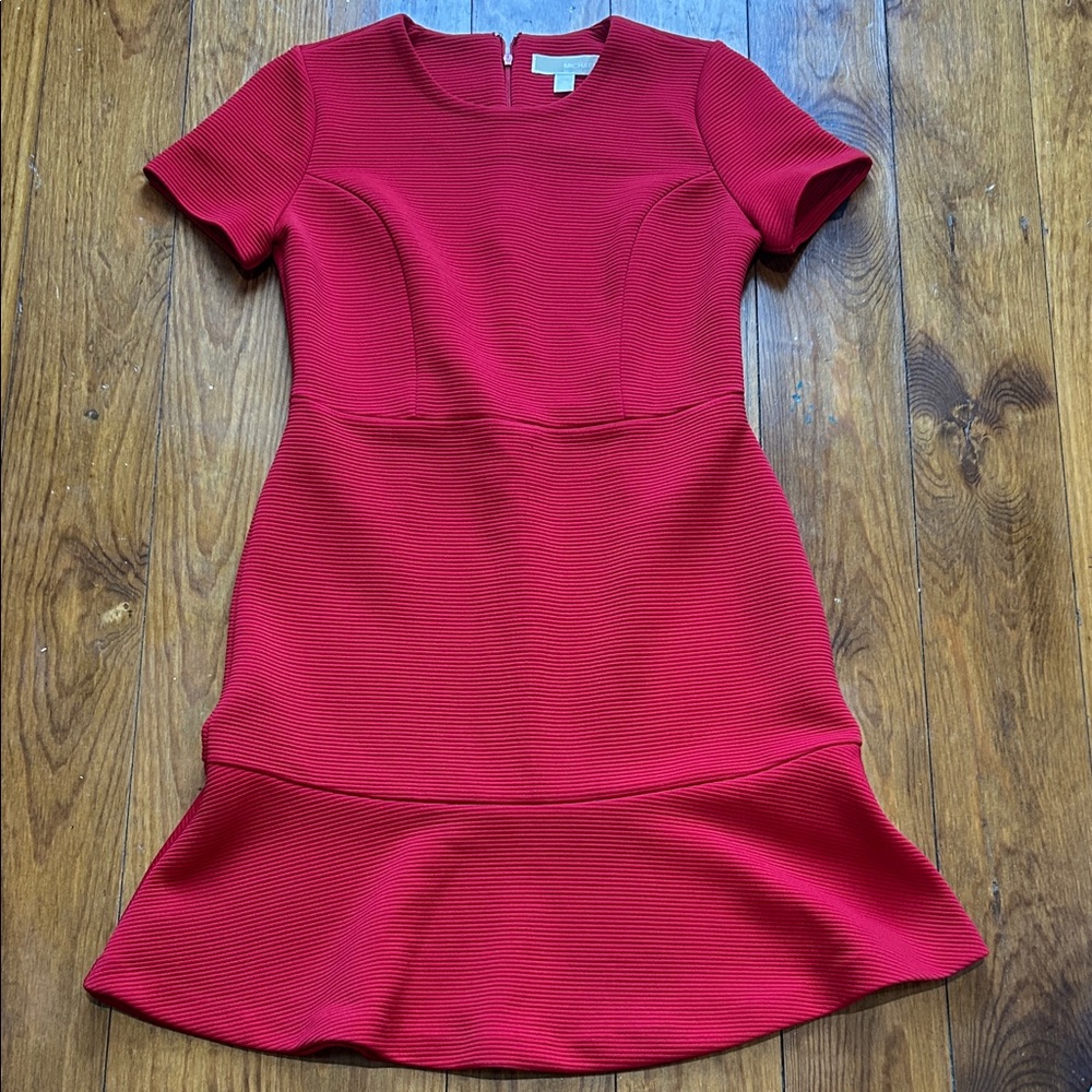 Michael Kors Red Short-Sleeve Fit & Flare Mini Dress